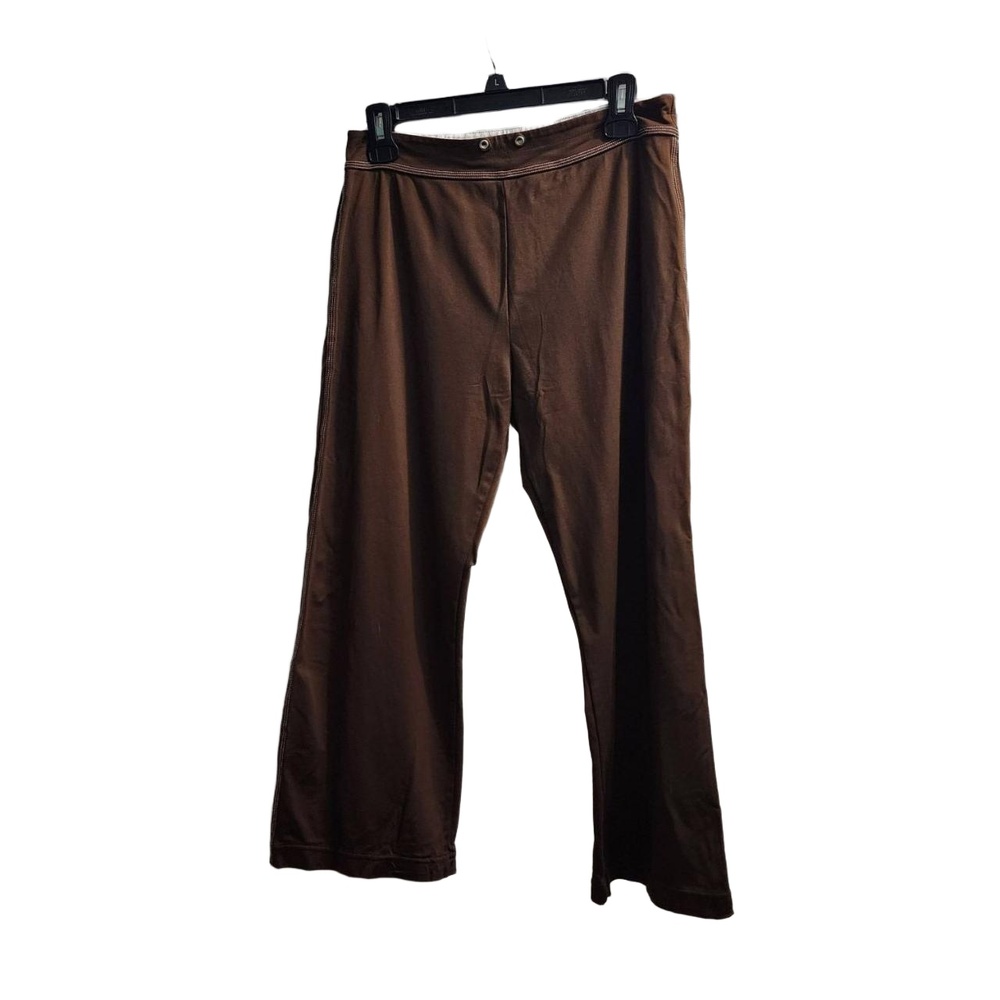 Jockey Pants Womens Size Medium Brown Wide Leg Button Closure Minimalist Classic